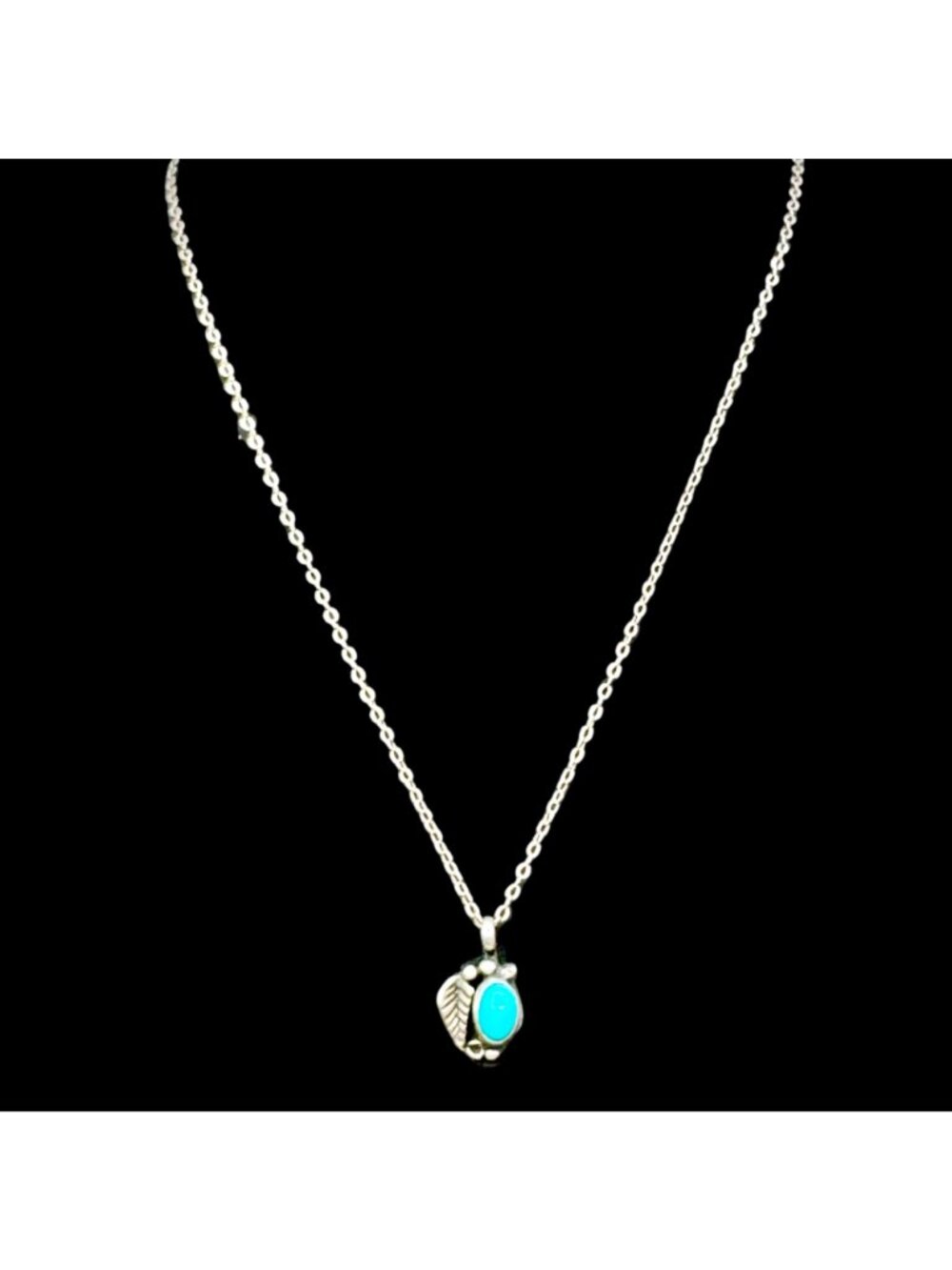 Native American Turquoise Sterling Pendant Necklace 16" Signed by Artist - Picture 2 of 13
